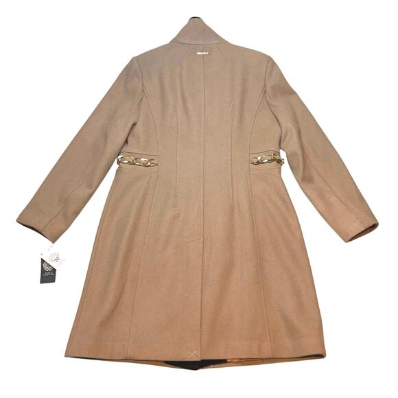 Vince Camuto Camel Wool Coat L NWT | Chain Detail Stand Collar Overcoat - Picture 6 of 10